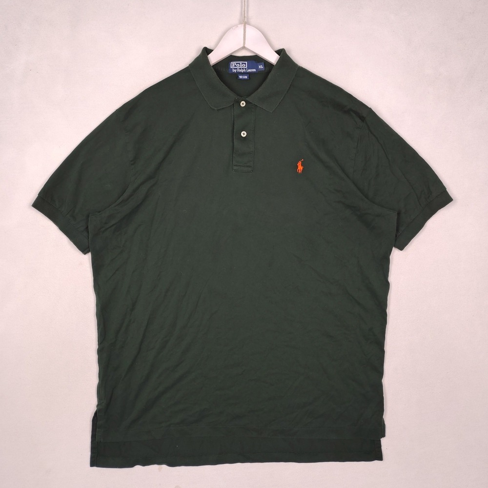 Polo Ralph Lauren Mens XL Forest Green Short Sleeve Cotton Polo Orange Pony